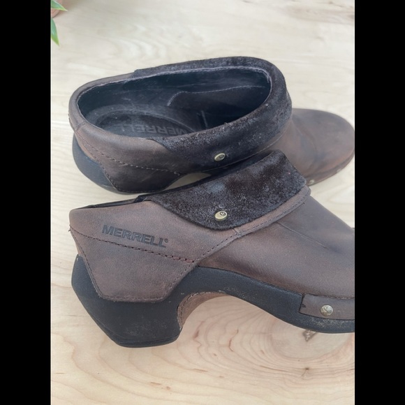 Merrell slip on brown suede leather clogs - Picture 5 of 9